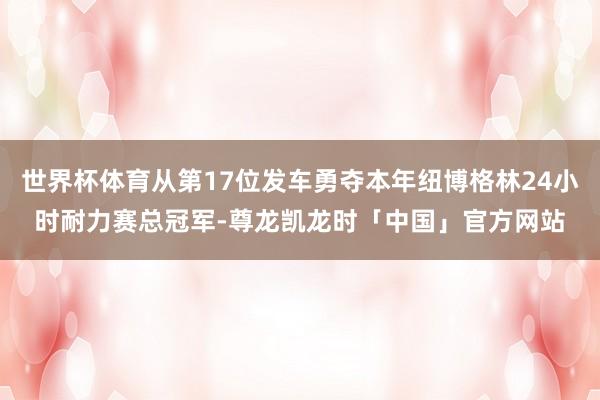 世界杯体育从第17位发车勇夺本年纽博格林24小时耐力赛总冠军-尊龙凯龙时「中国」官方网站