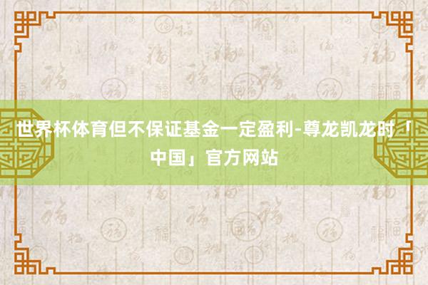世界杯体育但不保证基金一定盈利-尊龙凯龙时「中国」官方网站