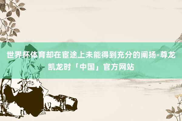 世界杯体育却在宦途上未能得到充分的阐扬-尊龙凯龙时「中国」官方网站