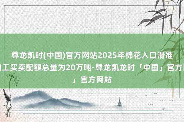 尊龙凯时(中国)官方网站2025年棉花入口滑准税加工买卖配额总量为20万吨-尊龙凯龙时「中国」官方网站