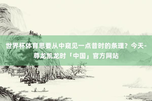 世界杯体育思要从中窥见一点昔时的条理？今天-尊龙凯龙时「中国」官方网站