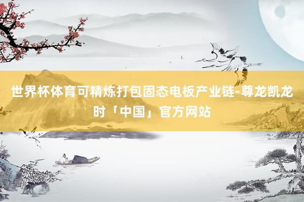 世界杯体育可精炼打包固态电板产业链-尊龙凯龙时「中国」官方网站