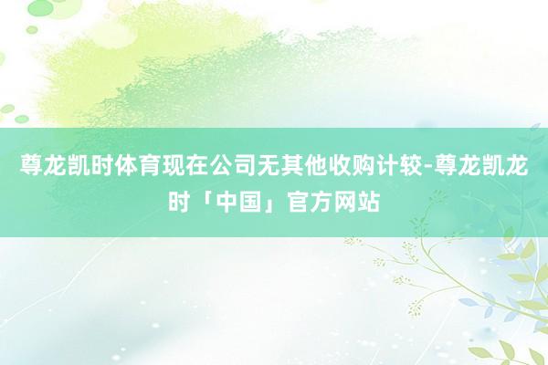 尊龙凯时体育现在公司无其他收购计较-尊龙凯龙时「中国」官方网站