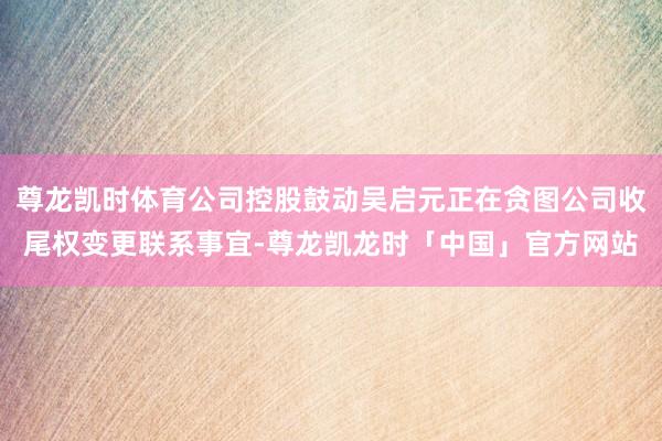 尊龙凯时体育公司控股鼓动吴启元正在贪图公司收尾权变更联系事宜-尊龙凯龙时「中国」官方网站