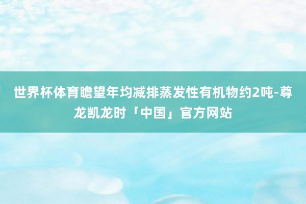 世界杯体育瞻望年均减排蒸发性有机物约2吨-尊龙凯龙时「中国」官方网站