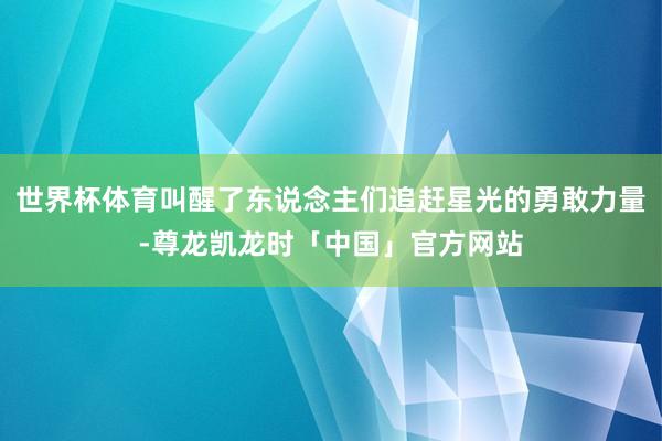 世界杯体育叫醒了东说念主们追赶星光的勇敢力量-尊龙凯龙时「中国」官方网站